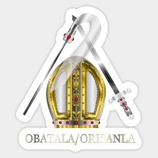 Orisha Obatala Papal Hat Silver Sword and Whisk Sticker